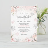 Roze een beetje sneeuwvlok Baby shower Kaart (Staand voorkant)
