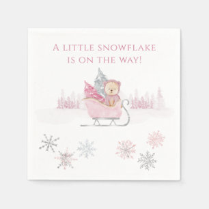 Roze een beetje sneeuwvlok Baby shower Servet