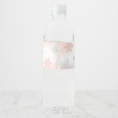 Roze een beetje sneeuwvlok Baby shower Waterfles Etiket (Achterkant)