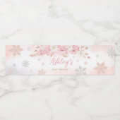Roze een beetje sneeuwvlok Baby shower Waterfles Etiket (Enkel label)