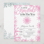 Roze Een beetje sneeuwvlok is onderweg naar het ba Kaart (Voorkant / Achterkant)