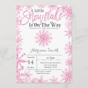 Roze Een beetje sneeuwvlok is onderweg naar het ba Kaart