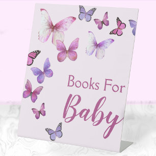 Roze een beetje vlinder Baby shower geschenken Reclamebord Met Voetstuk