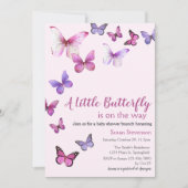 Roze een beetje vlinder Baby shower Kaart (Voorkant)