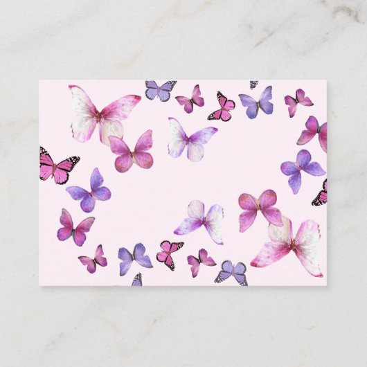 Roze een beetje vlinder Baby shower luier Raffle Informatiekaartje (Achterkant)