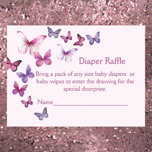 Roze een beetje vlinder Baby shower luier Raffle Informatiekaartje
