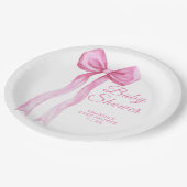 Roze een Bow Girl Baby shower Papieren Bordje (Gekanteld)