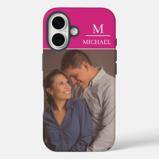 Roze één foto naam en initiaal  Case-Mate iPhone case (Achterkant)