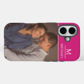 Roze één foto naam en initiaal  Case-Mate iPhone case (Achterkant (horizontaal))