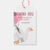 Roze Een Gekke Gans 1e Verjaardag Party Favoriet Cadeaulabel (Achterkant)