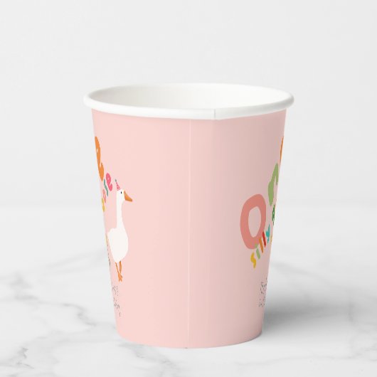 Roze Een Gekke Gans Meisjes Eerste Verjaardag Papieren Bekers (Rechts)