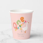 Roze Een Gekke Gans Meisjes Eerste Verjaardag Papieren Bekers (Voorkant)