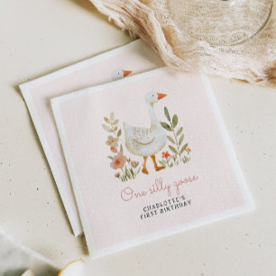 Roze Een Gekke Gans Verjaardag Servet