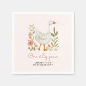 Roze Een Gekke Gans Verjaardag Servet (Voorkant)