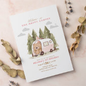 Roze Een Gelukkige Camper Eerste Verjaardag Kaart