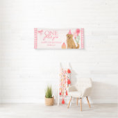 Roze Eén Gouden Jaar Retriever Puppy 1e Verjaardag Spandoek (Insitu)