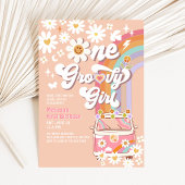 Roze Een Groovy Meisje Daisy Rainbow 1e Verjaardag Kaart