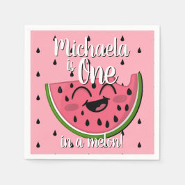 Roze Een in een Meloen Watermeloen Kinder Eerste V Servet