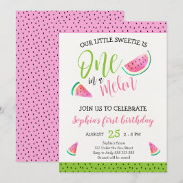 Roze één in een Melon Girl 1e verjaardag Cute Kaart