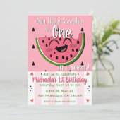 Roze een in een Melon Watermelon Girl First Birthd Kaart (Staand voorkant)