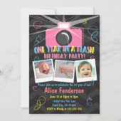 Roze Een Jaar In Een Flash Eerste Verjaardagsfoto Kaart (Voorkant)