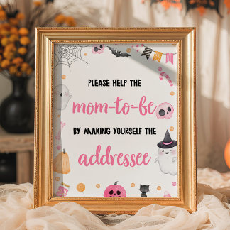 Roze Een Klein Boe Meisje Halloween Envelopte Bord Poster