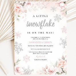 Roze Een Klein Sneeuwvlokje Baby Shower Kaart
