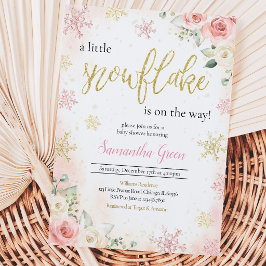Roze Een Klein Sneeuwvlokje Baby Shower  Kaart