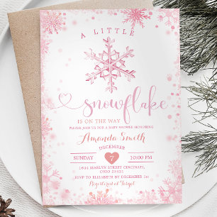 Roze een klein sneeuwvlokwinterBaby shower Kaart