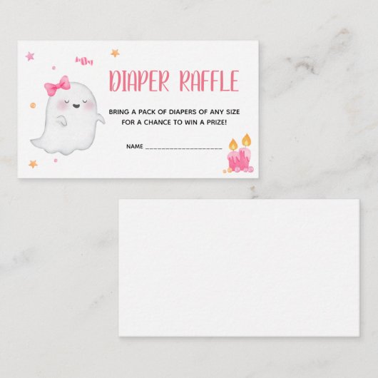 Roze Een Kleine Boo Ghost Baby shower Luier Raffle Informatiekaartje (Voorkant / Achterkant)
