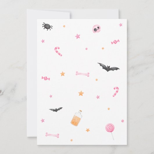 Roze Een Kleine Boo Halloween Baby shower Kaart (Achterkant)