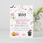Roze Een Kleine Boo Halloween Baby shower Kaart (Staand voorkant)