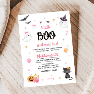 Roze Een Kleine Boo Halloween Baby shower Kaart
