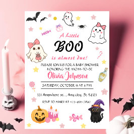 Roze Een Kleine Boo Halloween Baby shower Kaart