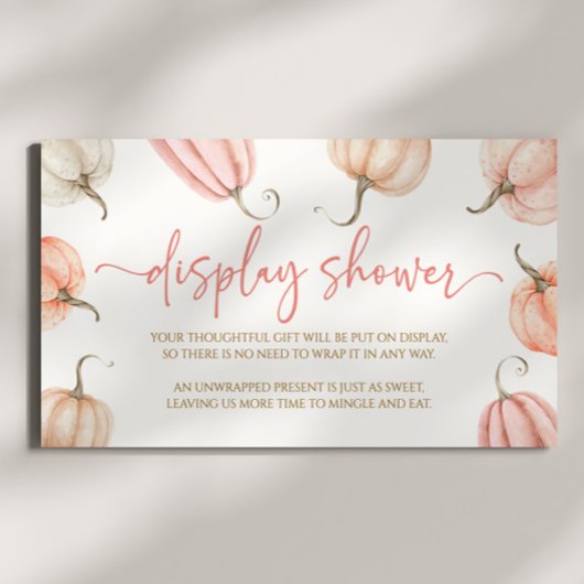Roze Een Kleine Pompoen Baby shower Display Douche Informatiekaartje