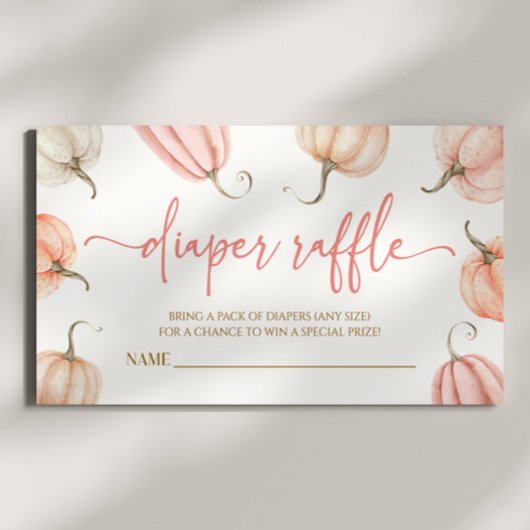 Roze Een Kleine Pompoen Baby shower Luier Raffle Informatiekaartje