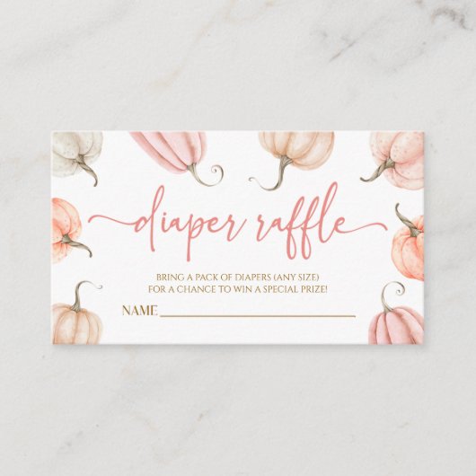 Roze Een Kleine Pompoen Baby shower Luier Raffle Informatiekaartje (Voorkant)