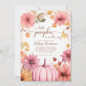 Roze Een Kleine Pompoen Herfst Baby shower Kaart (Voorkant)