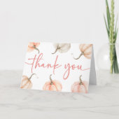 Roze Een kleine pompoen is onderweg! Baby Shower Bedankkaart (Voorkant)