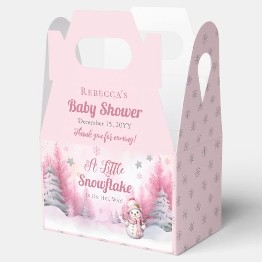 Roze Een Kleine Sneeuwvlok | Sneeuwmeisje Baby sho Bedankdoosjes (Geopend)