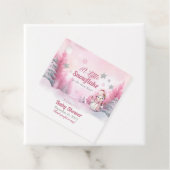 Roze Een Kleine Sneeuwvlok | Sneeuwmeisje Baby sho Bedankjes Labels (In situ)