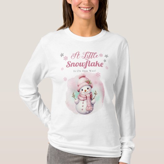 Roze Een Kleine Sneeuwvlok | Sneeuwmeisje Baby sho T-shirt (Voorkant)