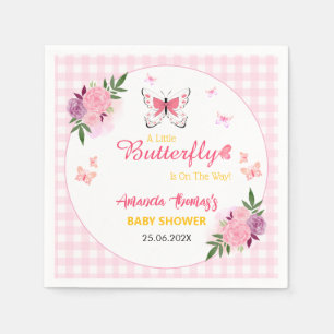 Roze Een Kleine Vlinder Is Op Weg Baby Shower Servet