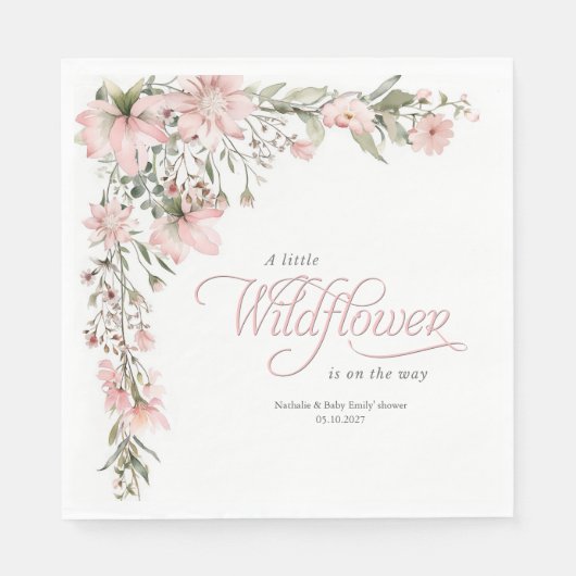 Roze een kleine wilde bloem thema Elegant baby mei Servet (Voorkant)