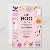 Roze Een Little Boo Schattige Ghost Halloween Baby Kaart (Voorkant)