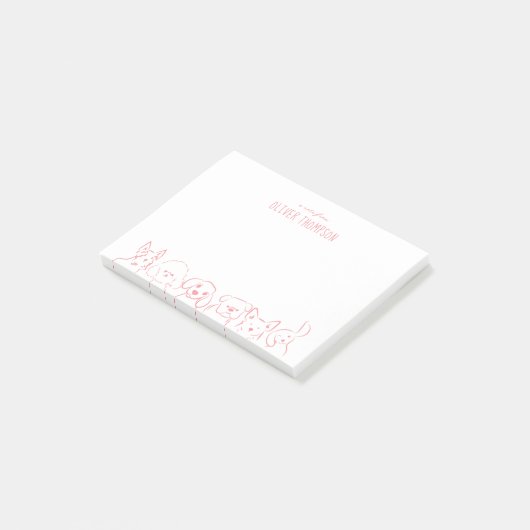 Roze een notitie van Schattigee Dog Animal Sketch  Post-it® Notes (Schuin)
