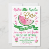 Roze één op een meloen met de eerste uitnodiging v (Voorkant)