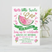 Roze één op een meloen met de eerste uitnodiging v (Staand voorkant)