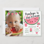 Roze een op een Melon Foto Girl's eerste verjaarda Kaart (Voorkant)