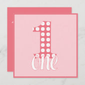 Roze één partijuitnodiging kaart (Voorkant / Achterkant)